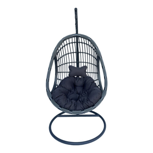 Κούνια φωλιά με βάση Cungo pakoworld μέταλλο ανθρακί pe rattan σε γκρι απόχρωση 125x105x195εκ (x1)