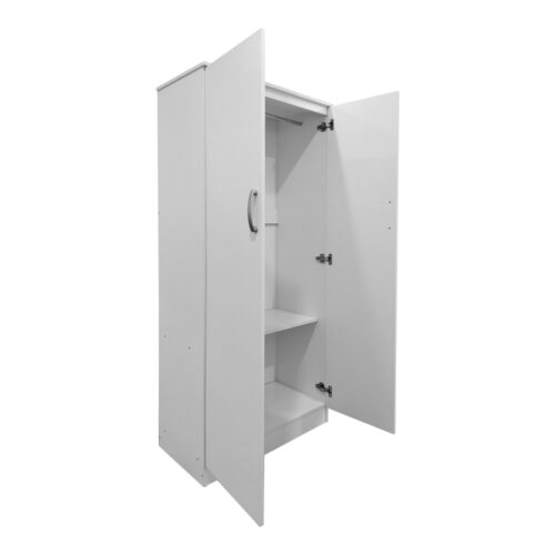 Ντουλάπα δίφυλλη Athos pakoworld σε λευκή απόχρωση 80x42x180εκ (x1)