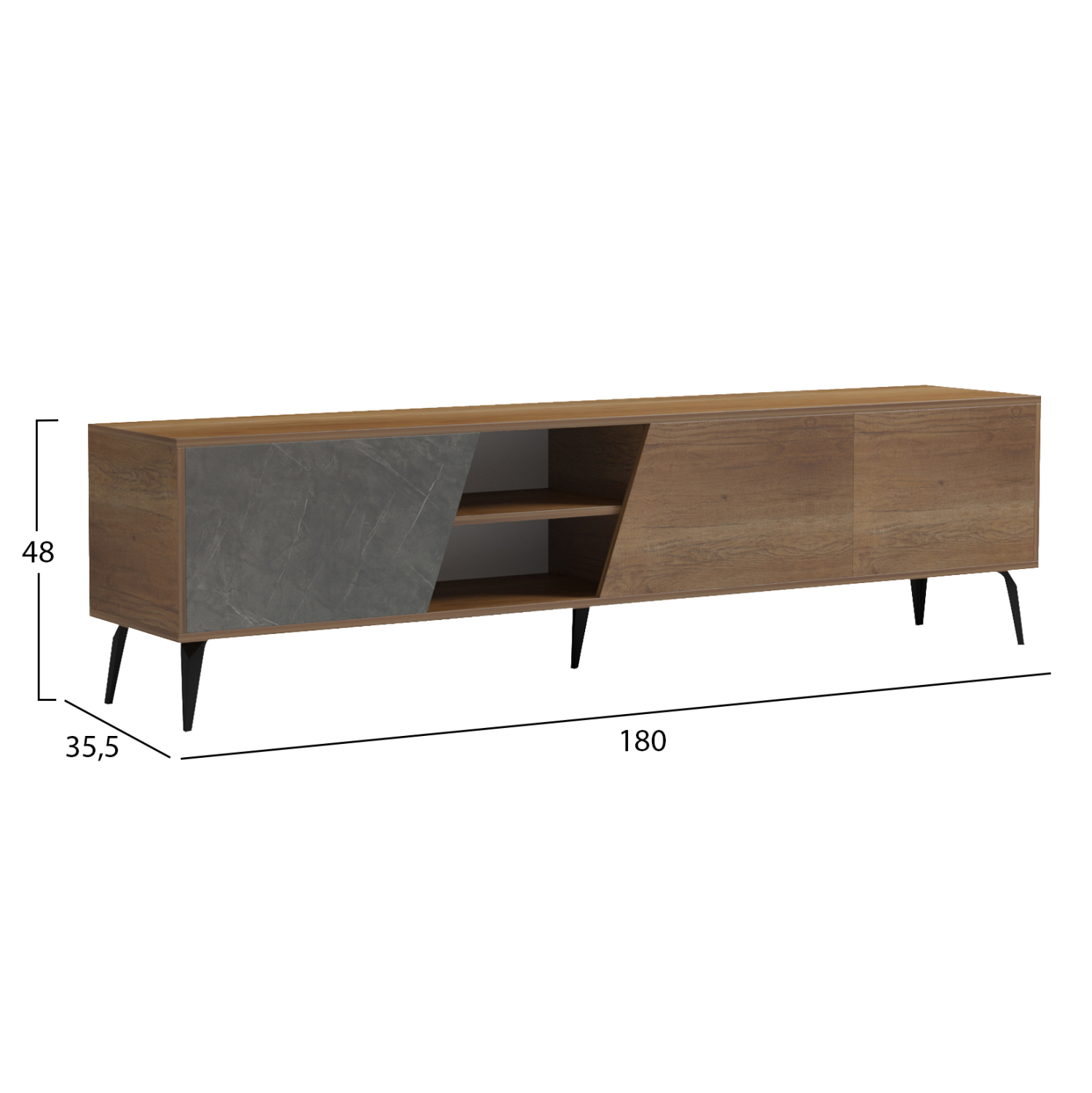 ΕΠΙΠΛΟ ΤΗΛΕΟΡΑΣΗΣ CATERRA HM18374.14 ΜΕΛΑΜΙΝΗ ΦΥΣΙΚΟ-MOORE STONE 180Χ35.5Χ48Υεκ. (x1) - Image 2