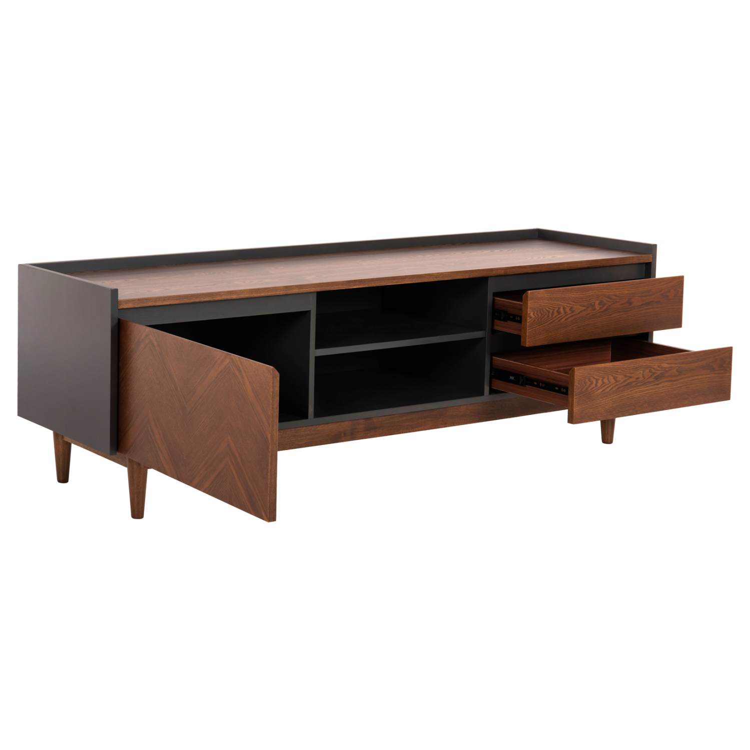ΕΠΙΠΛΟ ΤΗΛΕΟΡΑΣΗΣ VEEN HM9741 MDF ΜΕ ΚΑΠΛΑΜΑ ΚΑΡΥΔΙΑΣ-ΚΑΡΥΔΙ&ΣΚΟΥΡΟ ΓΚΡΙ 170x40x50Υ (x1) - Image 3
