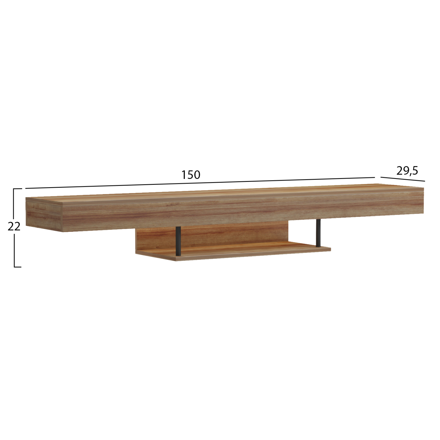 ΕΠΙΠΛΟ ΤΗΛΕΟΡΑΣΗΣ ΤΟΙΧΟΥ ME LED SAVOR HM18381.01 ΜΕΛΑΜΙΝΗ ΣΕ OAK 150x29,5x22Υεκ (x1) - Image 2