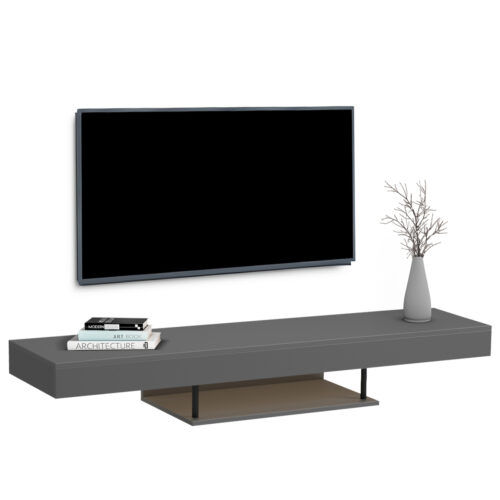 ΕΠΙΠΛΟ ΤΗΛΕΟΡΑΣΗΣ ΤΟΙΧΟΥ ME LED SAVOR HM18381.05 ΜΕΛΑΜΙΝΗ ΣΕ ΓΚΡΙ 150x29,5x22Υεκ (x1)