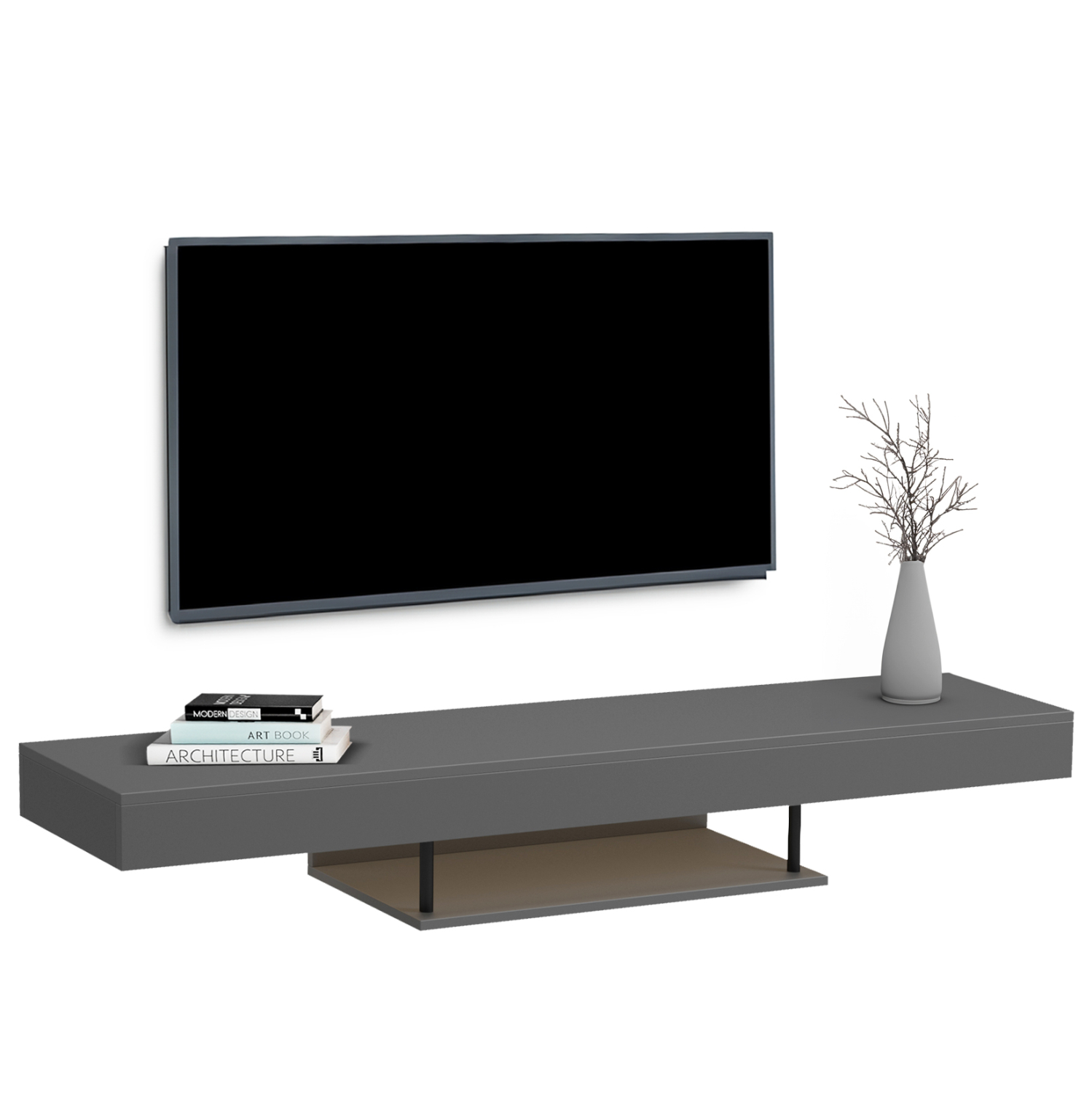 ΕΠΙΠΛΟ ΤΗΛΕΟΡΑΣΗΣ ΤΟΙΧΟΥ ME LED SAVOR HM18381.05 ΜΕΛΑΜΙΝΗ ΣΕ ΓΚΡΙ 150x29,5x22Υεκ (x1)
