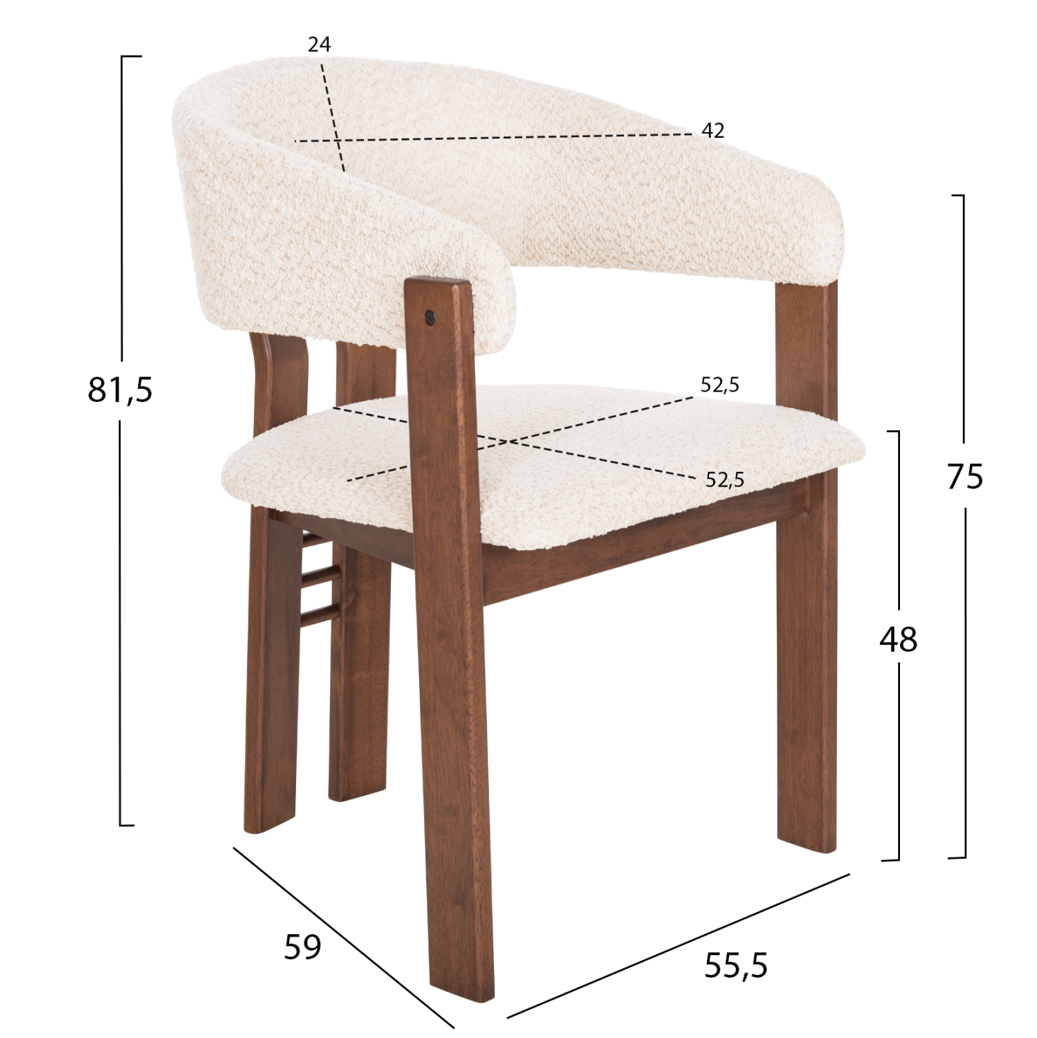 ΚΑΡΕΚΛΑ ZARRA HM9970.03 RUBBERWOOD ΣΕ ΚΑΡΥΔΙ-ΕΚΡΟΥ ΜΠΟΥΚΛΕ ΥΦΑΣΜΑ 55,5x59x81,5Υεκ (x2) - Image 2