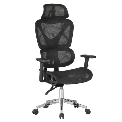 ΚΑΡΕΚΛΑ ΓΡΑΦΕΙΟΥ NOVAR HM1217.01 ΜΑΥΡO MESH--ΒΑΣΗ ΧΡΩΜΙΟΥ 51x49x129Υεκ (x1)