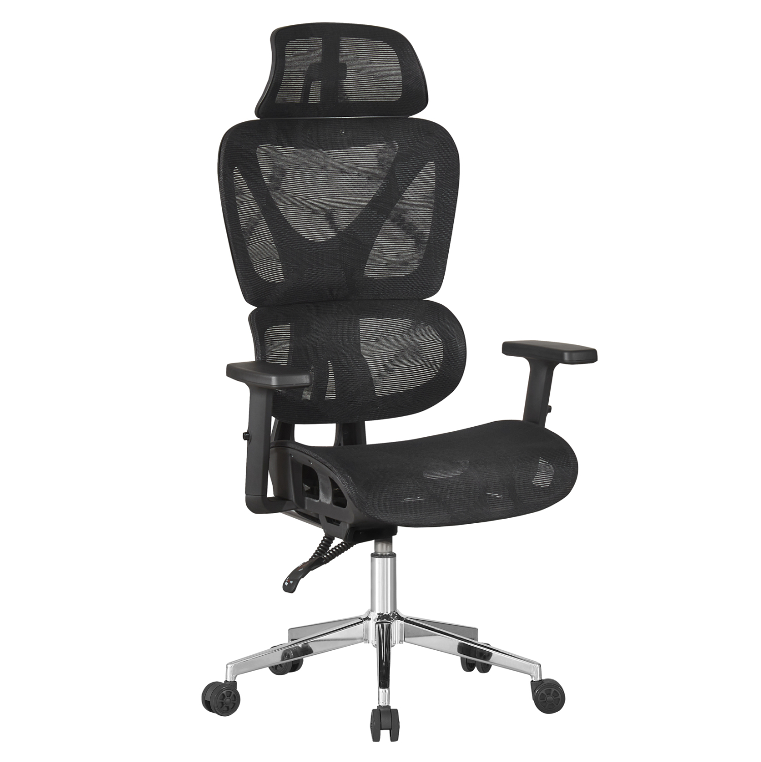 ΚΑΡΕΚΛΑ ΓΡΑΦΕΙΟΥ NOVAR HM1217.01 ΜΑΥΡO MESH--ΒΑΣΗ ΧΡΩΜΙΟΥ 51x49x129Υεκ (x1)