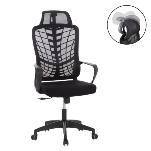 ΚΑΡΕΚΛΑ ΓΡΑΦΕΙΟΥ ELVAR HM1219.01 ΜΑΥΡO MESH--ΒΑΣΗ ΠΟΛΥΠΡΟΠΥΛΕΝΙΟΥ 63x56x125Υεκ (x1)