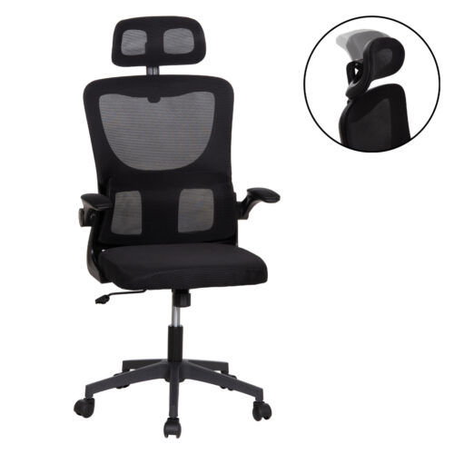 ΚΑΡΕΚΛΑ ΓΡΑΦΕΙΟΥ KESI HM1222.01 ΜΑΥΡO MESH & PP 61x62x125Υεκ. (x1)