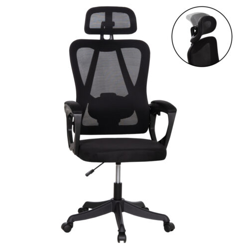 ΚΑΡΕΚΛΑ ΓΡΑΦΕΙΟΥ FRANTIC HM1224.01 ΜΑΥΡO MESH & ΠΟΛΥΠΡΟΠΥΛΕΝΙΟ 60x66x130Υεκ (x1)