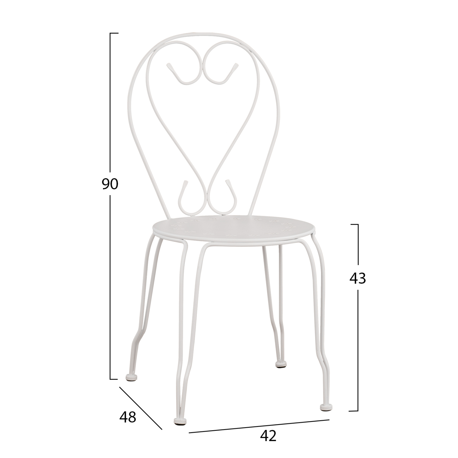 ΚΑΡΕΚΛΑ ΜΕΤΑΛΛΙΚΗ AMORE ΛΕΥΚΗ 42x48x90 εκ. HM5007.12 (x1) - Image 2