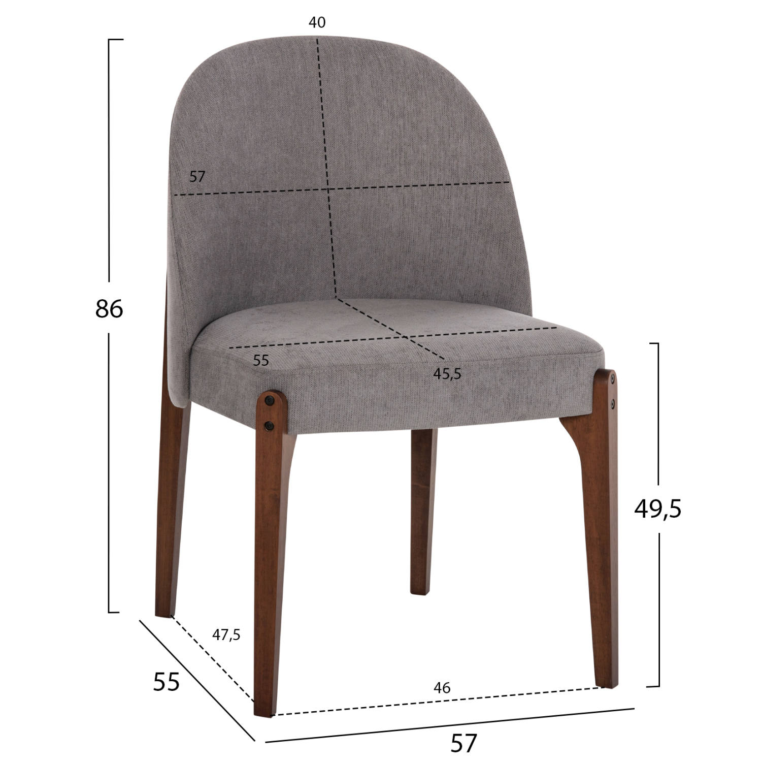 ΚΑΡΕΚΛΑ ΤΡΑΠΕΖΑΡΙΑΣ RAMMER HM9744.01 RUBBERWOOD ΣΕ ΚΑΡΥΔΙ-ΓΚΡΙ ΥΦΑΣΜΑ 57x55x86Υεκ. (x2) - Image 2