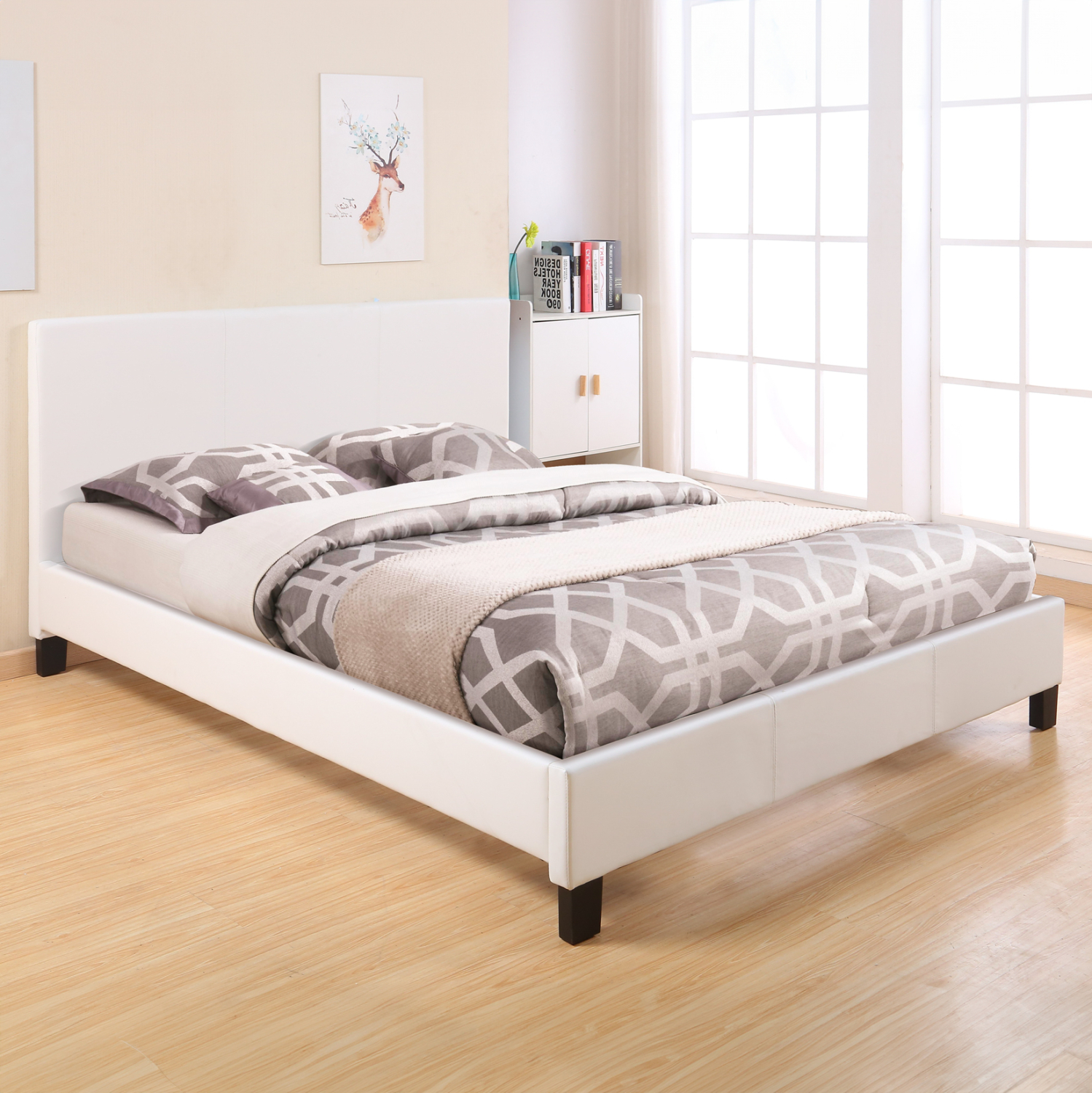 ΚΡΕΒΑΤΙ ΜΕ ΣΤΡΩΜΑ BECCA HM21283.01 ΛΕΥΚΟ PU--ΓΙΑ 150x200εκ (x1) - Image 2