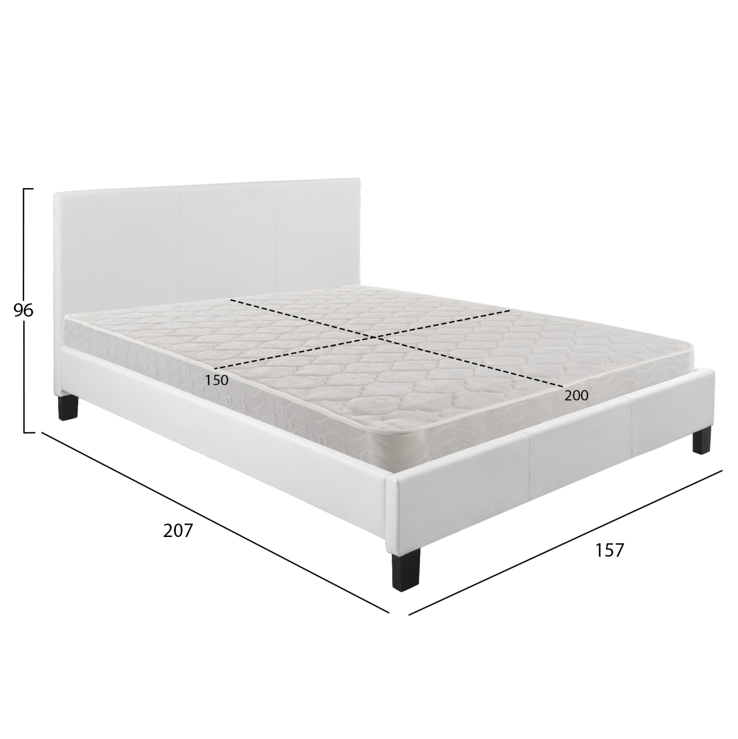 ΚΡΕΒΑΤΙ ΜΕ ΣΤΡΩΜΑ BECCA HM21283.01 ΛΕΥΚΟ PU--ΓΙΑ 150x200εκ (x1) - Image 3