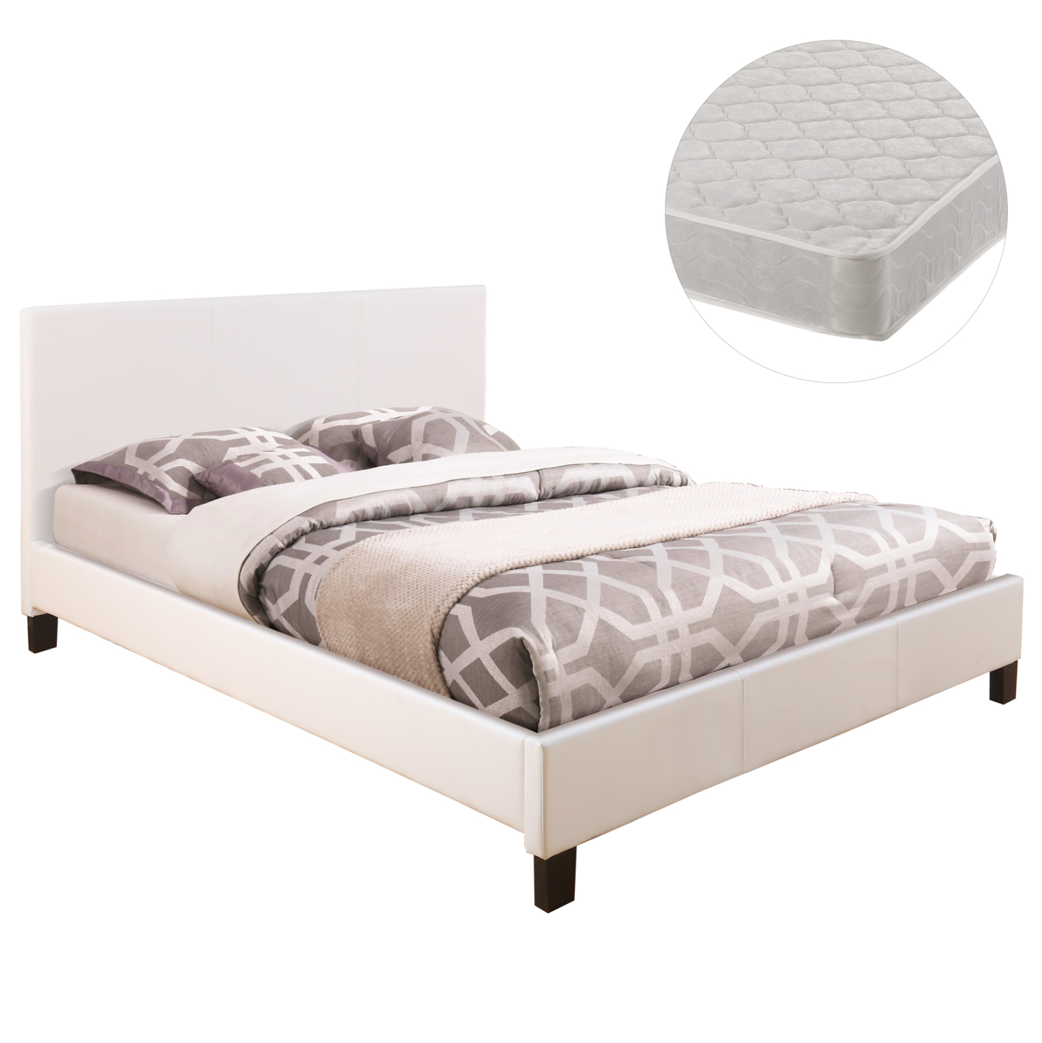 ΚΡΕΒΑΤΙ ΜΕ ΣΤΡΩΜΑ BECCA HM21283.01 ΛΕΥΚΟ PU--ΓΙΑ 150x200εκ (x1)
