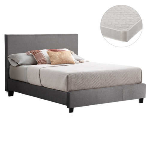 ΚΡΕΒΑΤΙ ΜΕ ΣΤΡΩΜΑ BECCA HM21283.04 ΓΚΡΙ ΥΦΑΣΜΑ--ΓΙΑ 150x200εκ (x1)