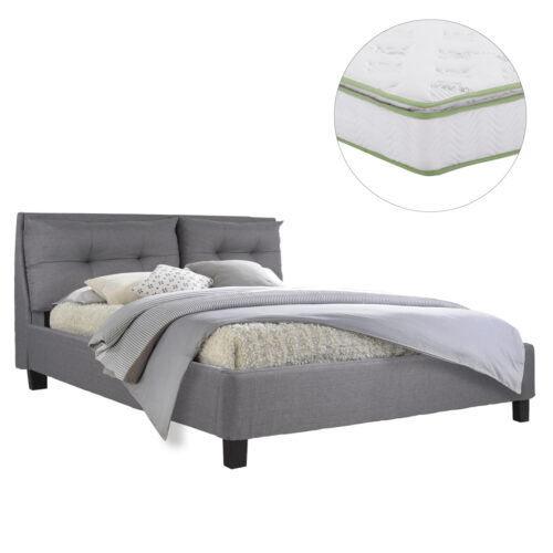 ΚΡΕΒΑΤΙ ΜΕ ΣΤΡΩΜΑ BILLIE HM21284.03 ΓΚΡΙ ΥΦΑΣΜΑ--ΓΙΑ 160x200εκ (x1)