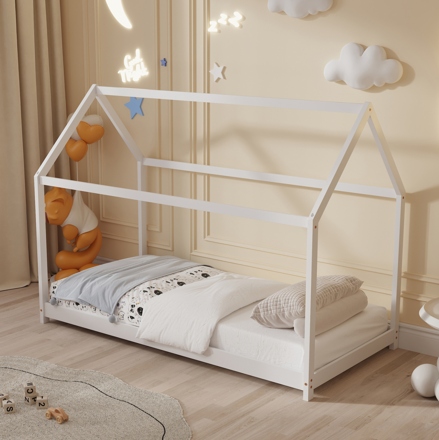 ΚΡΕΒΑΤΙ ΠΑΙΔΙΚΟ ΜΕ ΣΤΡΩΜΑ PEPE HM21302.01 ΞΥΛΟ ΠΕΥΚΟΥ ΣΕ ΛΕΥΚΟ--ΣΤΡΩΜΑ 90x190εκ (x1) - Image 2