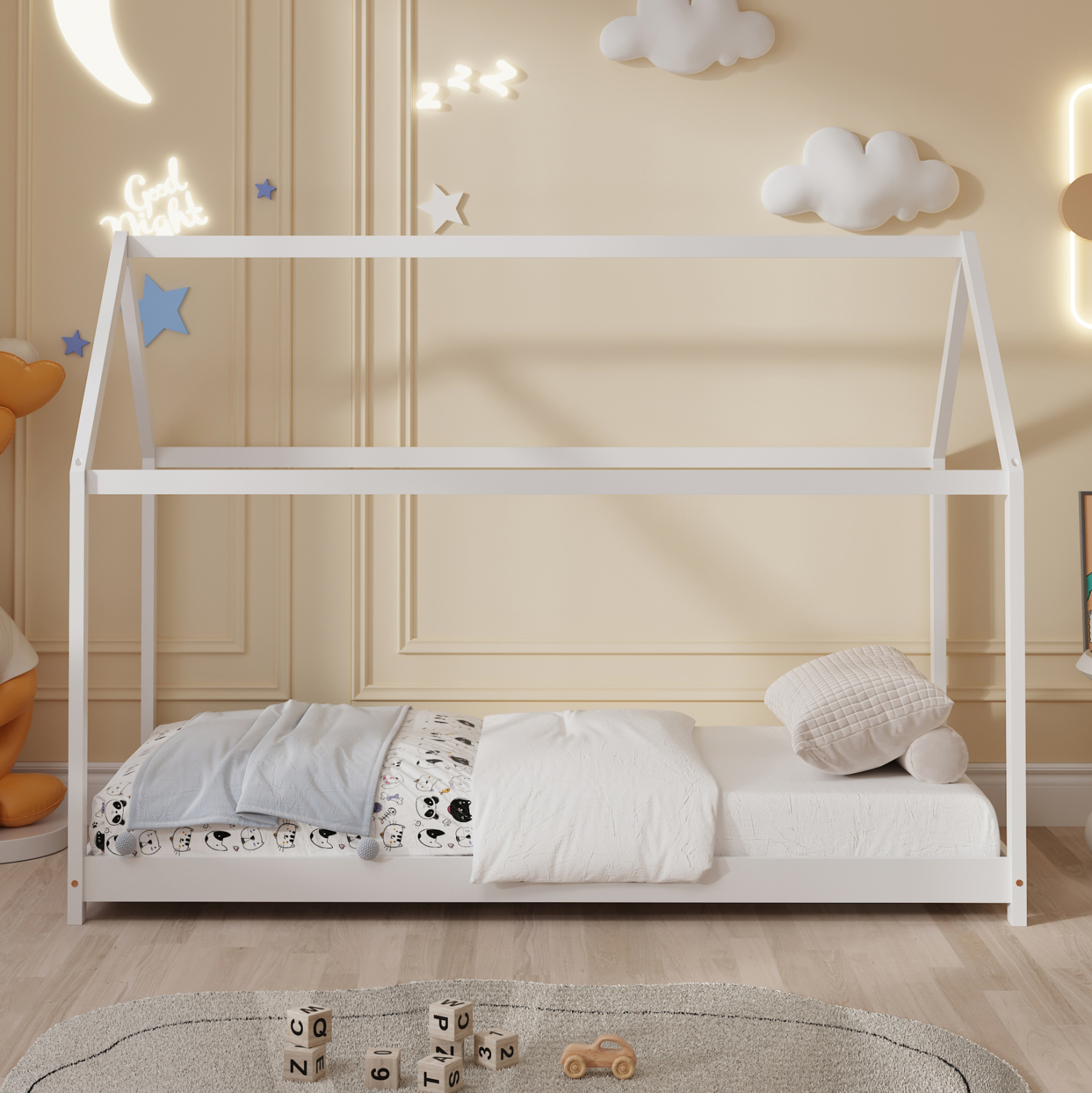 ΚΡΕΒΑΤΙ ΠΑΙΔΙΚΟ ΜΕ ΣΤΡΩΜΑ PEPE HM21302.01 ΞΥΛΟ ΠΕΥΚΟΥ ΣΕ ΛΕΥΚΟ--ΣΤΡΩΜΑ 90x190εκ (x1) - Image 5