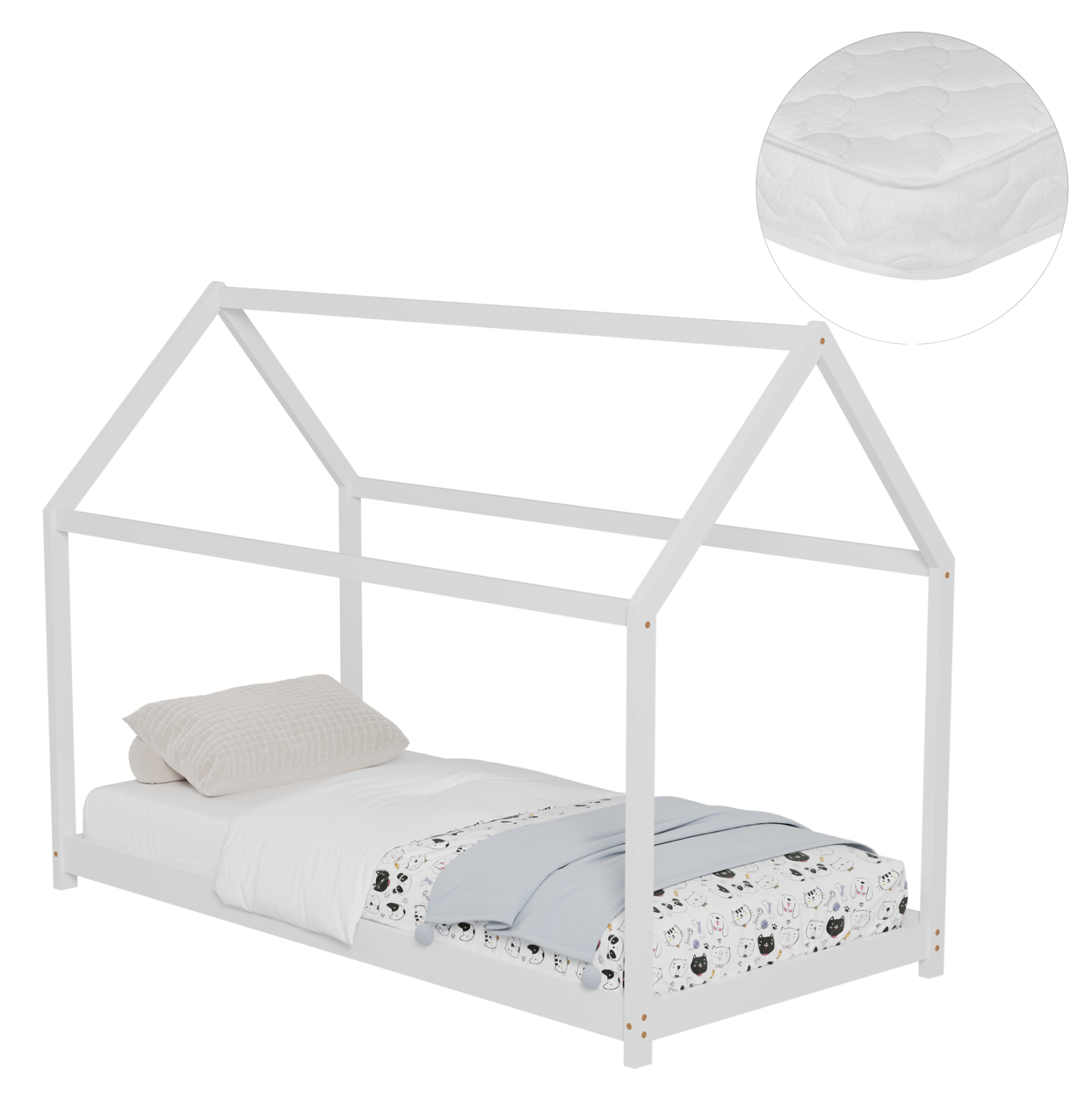 ΚΡΕΒΑΤΙ ΠΑΙΔΙΚΟ ΜΕ ΣΤΡΩΜΑ PEPE HM21302.01 ΞΥΛΟ ΠΕΥΚΟΥ ΣΕ ΛΕΥΚΟ--ΣΤΡΩΜΑ 90x190εκ (x1)