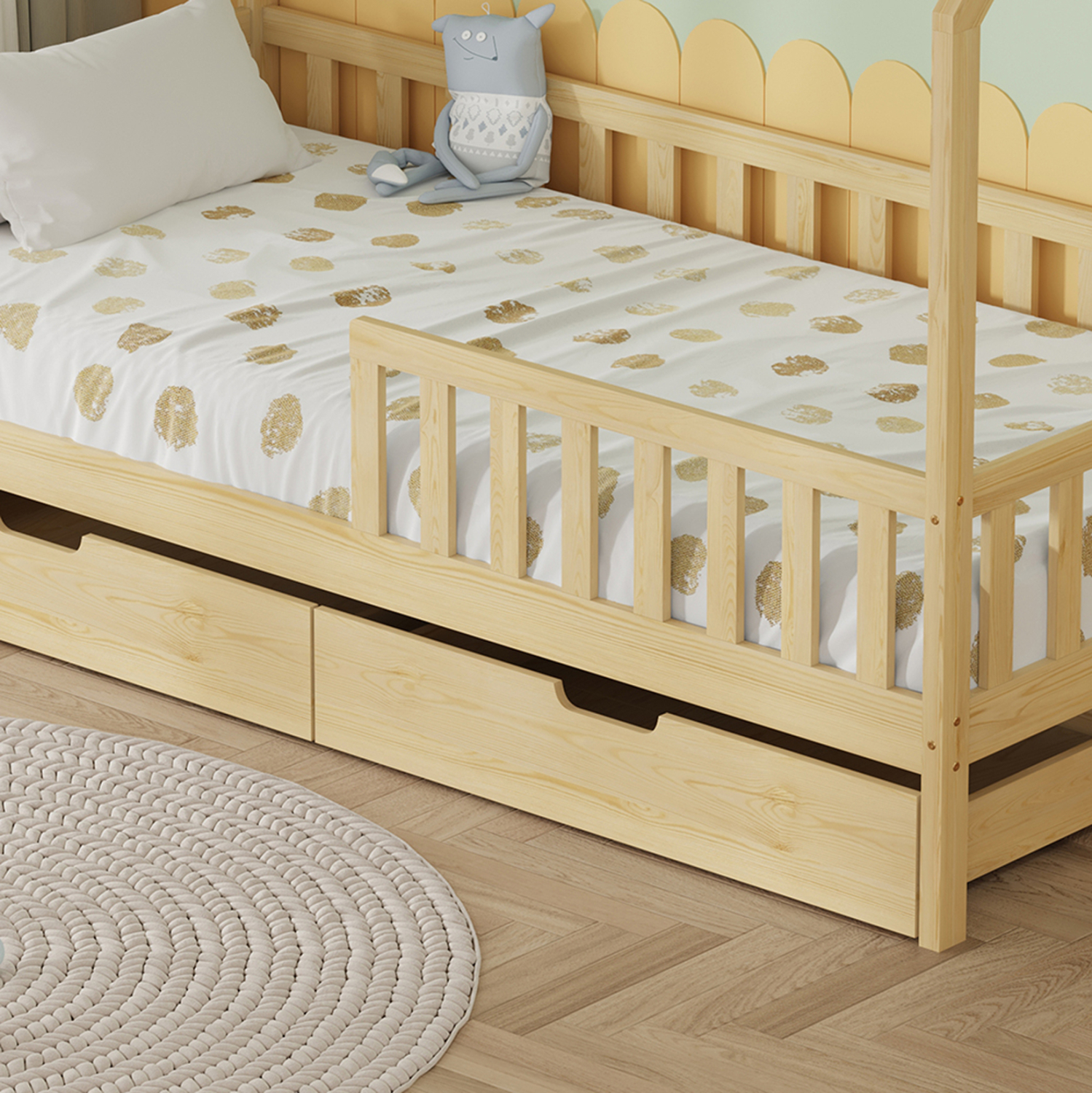 ΚΡΕΒΑΤΙ ΠΑΙΔΙΚΟ ΜΕ ΣΥΡΤΑΡΙΑ PHYLLIS HM724.01 τ.MONTESSORI ΦΥΣΙΚΟ 196x97x161Υεκ. (x1) - Image 8