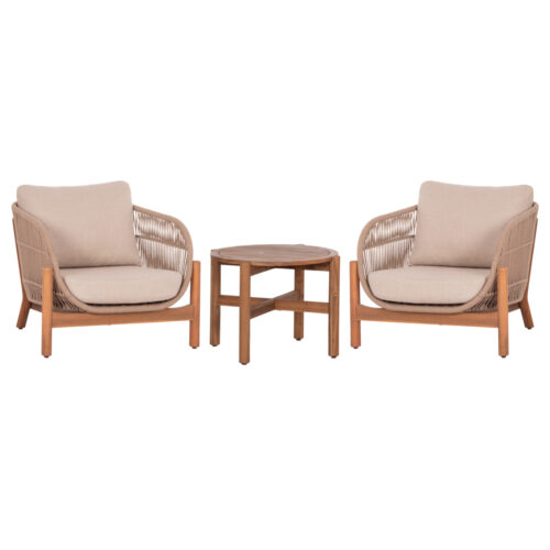 LOUNGE ΣΕΤ SANJI HM21214 ΤΡΑΠΕΖΙ & 2 ΠΟΛΥΘΡΟΝΕΣ--ΞΥΛΟ ΑΚΑΚΙΑΣ-ΑΛΟΥΜΙΝΙΟ-ΣΧΟΙΝΙ (x1)