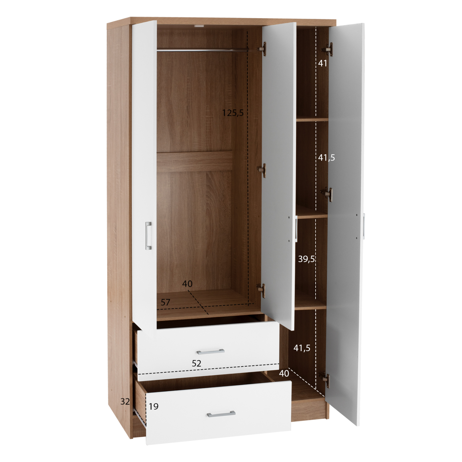 ΝΤΟΥΛΑΠΑ 3ΦΥΛΛΗ ME 2 ΣΥΡΤΑΡΙΑ CAESAR HM340.06 SONAMA - ΛΕΥΚO 89x42,5x181 εκ. (x1) - Image 3