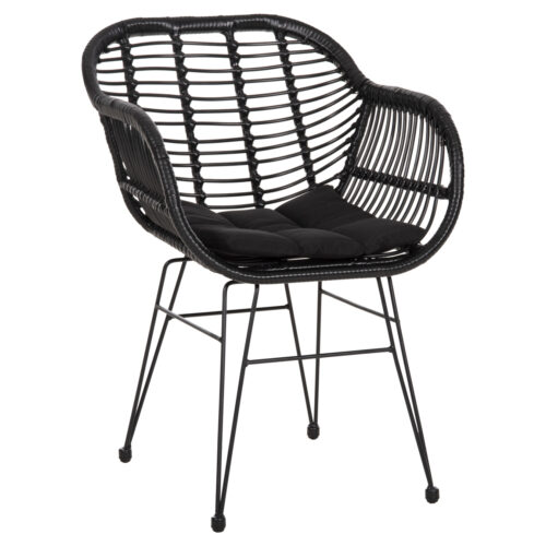 ΠΟΛΥΘΡΟΝΑ ΜΕ ΜΑΞΙΛΑΡΙ ΜΕΤΑΛΛΙΚΗ ALLEGRA HM5450.32 ΜΕ WICKER ΜΑΥΡΟ 58x59x82Υεκ. (x1)