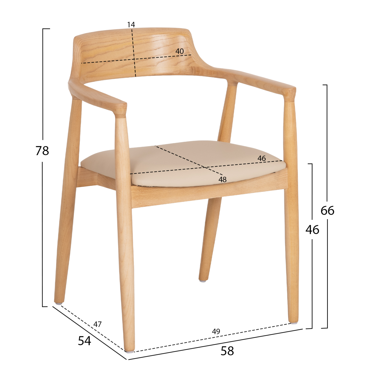 ΠΟΛΥΘΡΟΝΑ ΤΡΑΠΕΖΑΡΙΑΣ TARGA HM18336.11 RUBBERWOOD ΦΥΣΙΚΟ & PU ΕΚΡΟΥ 58x54x78Yεκ (x2) - Image 2