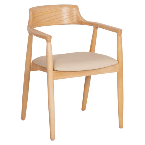 ΠΟΛΥΘΡΟΝΑ ΤΡΑΠΕΖΑΡΙΑΣ TARGA HM18336.11 RUBBERWOOD ΦΥΣΙΚΟ & PU ΕΚΡΟΥ 58x54x78Yεκ (x2)