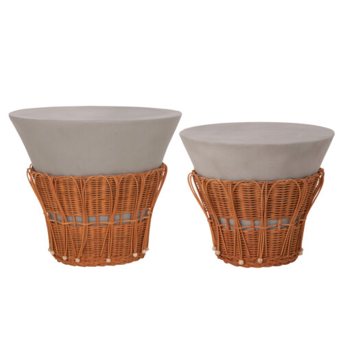 ΣΕΤ 2ΤΜΧ ΒΟΗΘΗΤΙΚΑ ΤΡΑΠΕΖΙΑ PERRAL HM21138.03 FIBER CEMENT ΓΚΡΙ--ΦΥΣΙΚΟ RATTAN (x1)