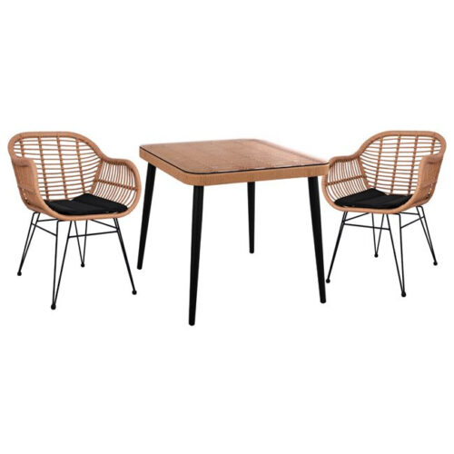 ΣΕΤ 3ΤΜΧ ALLEGRA WICKER ΜΕ ΤΡΑΠΕΖΙ 80X80Χ78Υ ΜΠΕΖ & ΜΑΥΡΟ ΧΡΩΜΑ HM10483 (x1)