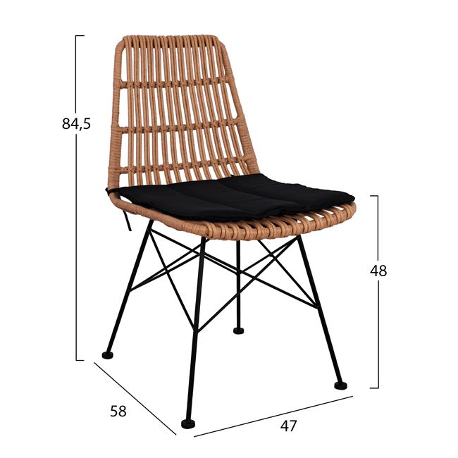 ΣΕΤ 5ΤΜΧ ALLEGRA WICKER ΜΕ ΤΡΑΠΕΖΙ 140X80Χ78Υ ΜΠΕΖ & ΜΑΥΡΟ ΧΡΩΜΑ HM10491 (x1) - Image 3