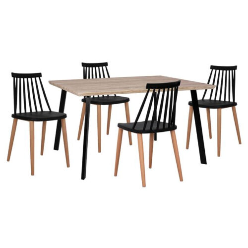 ΣΕΤ 5ΤΜΧ ΤΡΑΠΕΖΙ 140x80x76 cm SONAMA & ΚΑΡΕΚΛΕΣ VANESSA ΜΑΥΡΕΣ ΜΕΤΑΛΛΙΚΑ ΠΟΔΙΑ HM11037 (x1)