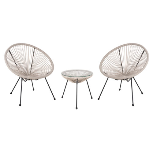 ΣΕΤ ΕΞΩΤΕΡΙΚΟΥ ΧΩΡΟΥ 3ΤΜΧ ACAPULCO HM11861.03 P.E.RATTAN ΕΚΡΟΥ-ΜΕΤΑΛΛΟ ΣΕ ΜΑΥΡΟ (x1)