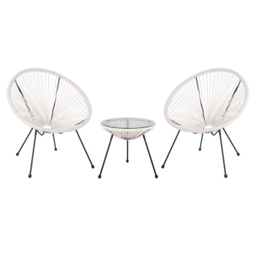 ΣΕΤ ΕΞΩΤΕΡΙΚΟΥ ΧΩΡΟΥ 3ΤΜΧ ACAPULCO HM11861.12 P.E.RATTAN ΛΕΥΚΟ-ΜΕΤΑΛΛΟ ΣΕ ΜΑΥΡΟ (x1)