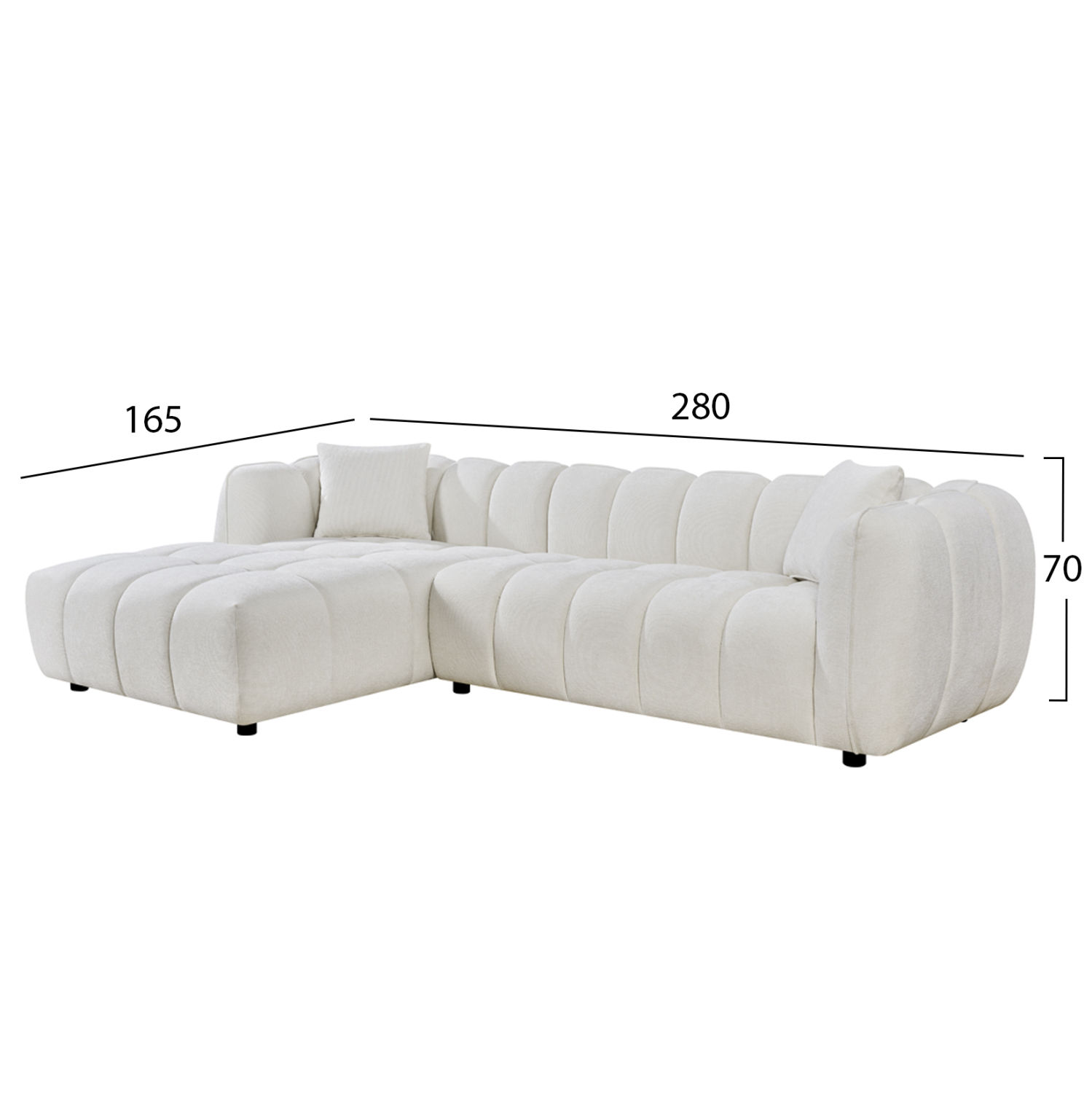 ΣΕΤ ΚΑΝΑΠΕΣ ΓΩΝΙΑ (ΑΡΙΣΤΕΡΗ)-ΠΟΛΥΘΡΟΝΑ LOUNGE LYKKE HM10820.02L ΕΚΡΟΥ ΥΦΑΣΜΑ (x1) - Image 2