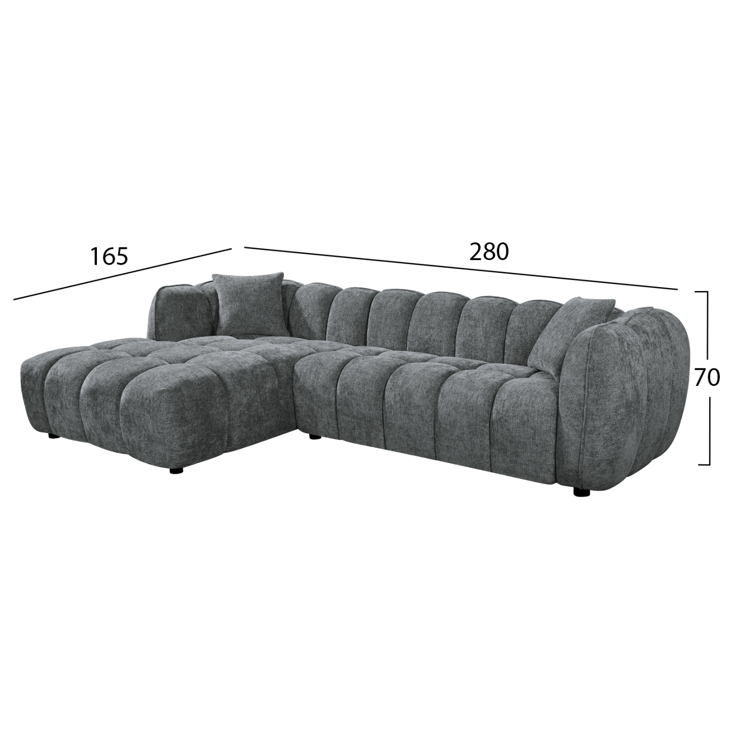 ΣΕΤ ΚΑΝΑΠΕΣ ΓΩΝΙΑ (ΑΡΙΣΤΕΡΗ)-ΠΟΛΥΘΡΟΝΑ LOUNGE LYKKE HM10820.01L ΓΚΡΙ ΥΦΑΣΜΑ (x1) - Image 2