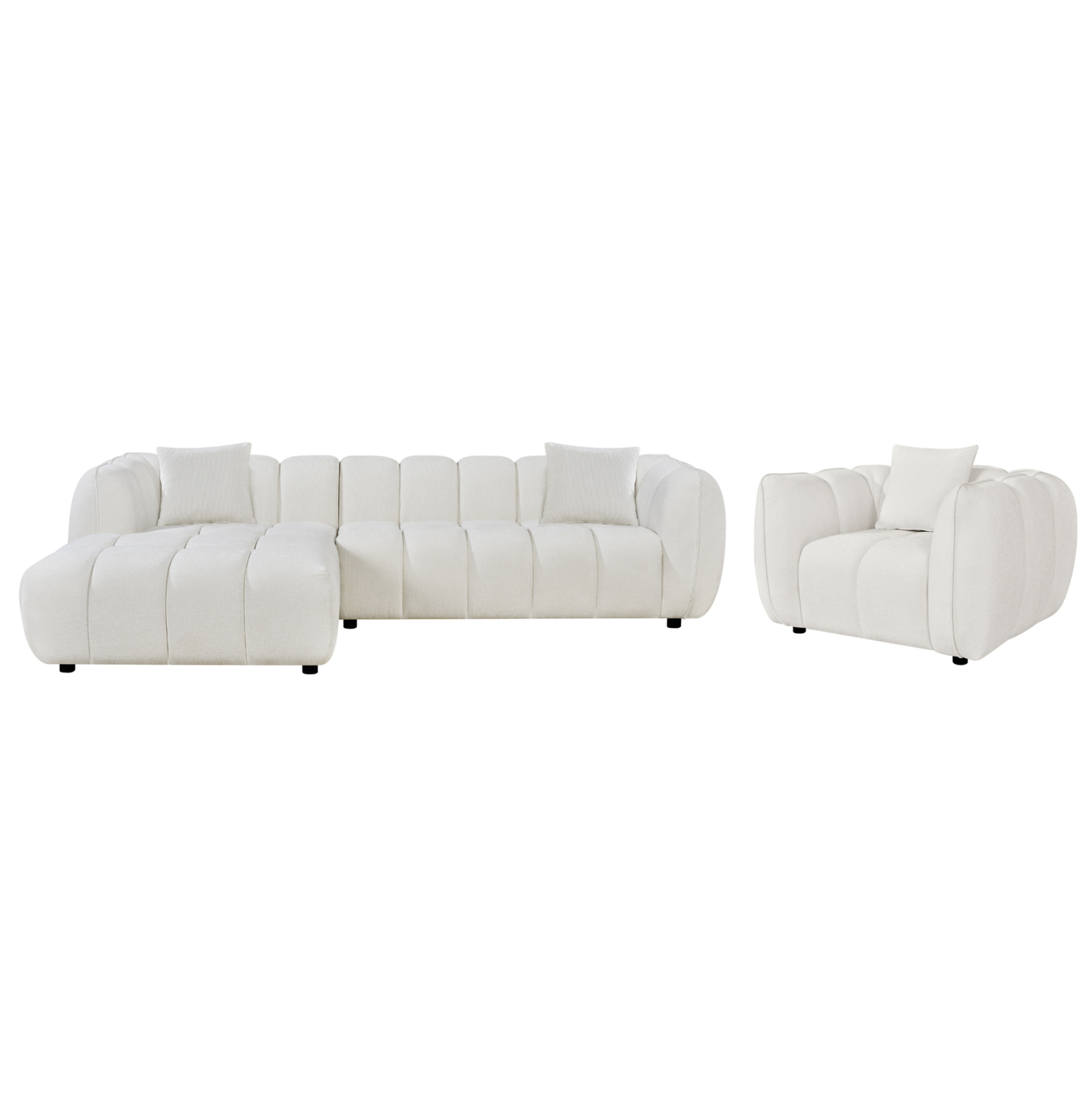 ΣΕΤ ΚΑΝΑΠΕΣ ΓΩΝΙΑ (ΑΡΙΣΤΕΡΗ)-ΠΟΛΥΘΡΟΝΑ LOUNGE LYKKE HM10820.02L ΕΚΡΟΥ ΥΦΑΣΜΑ (x1)