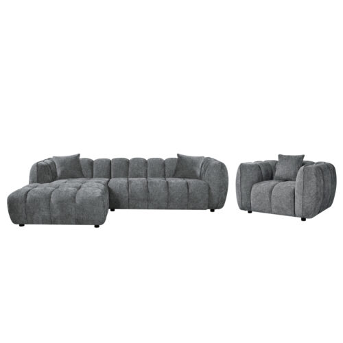 ΣΕΤ ΚΑΝΑΠΕΣ ΓΩΝΙΑ (ΑΡΙΣΤΕΡΗ)-ΠΟΛΥΘΡΟΝΑ LOUNGE LYKKE HM10820.01L ΓΚΡΙ ΥΦΑΣΜΑ (x1)