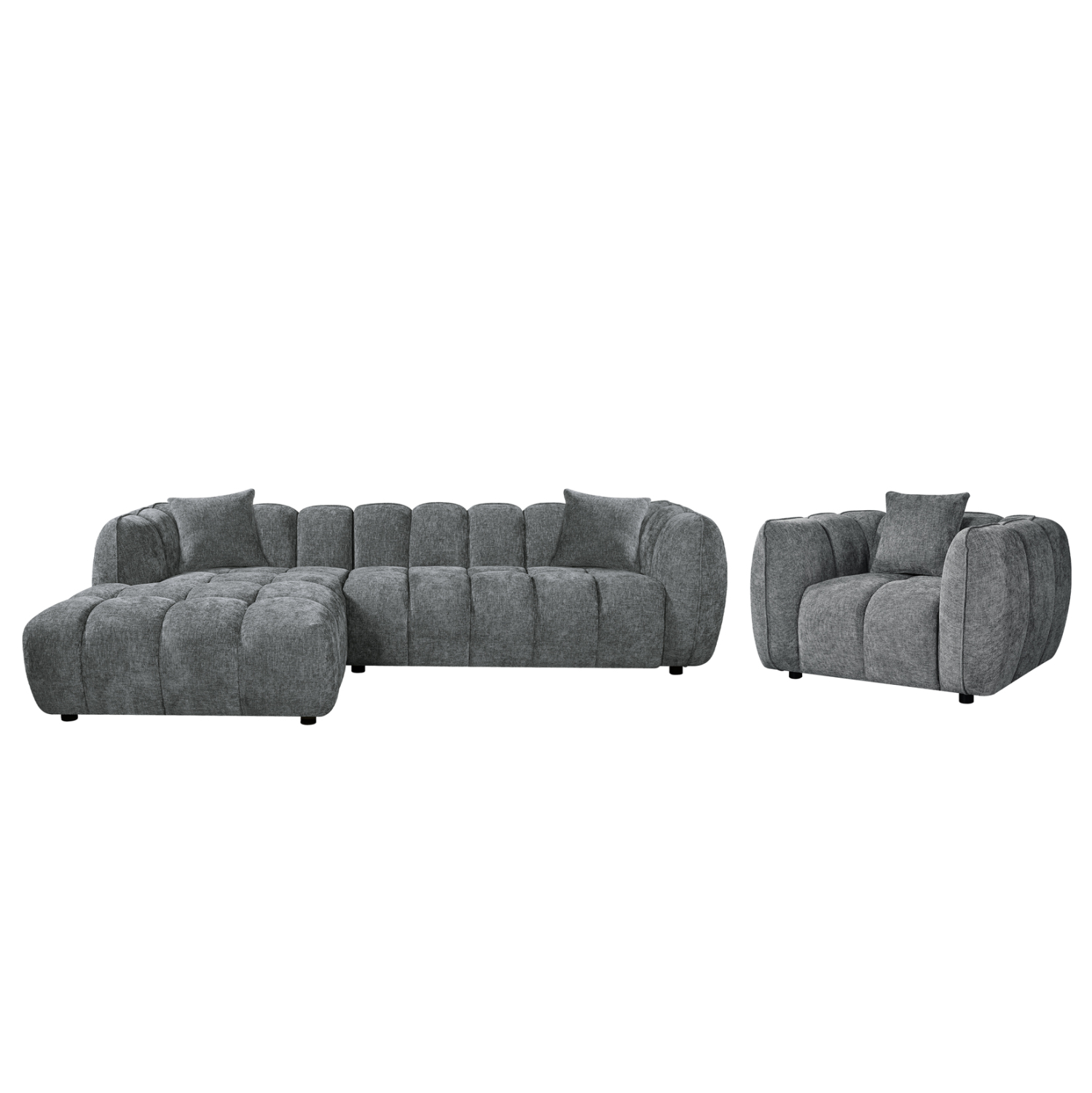 ΣΕΤ ΚΑΝΑΠΕΣ ΓΩΝΙΑ (ΑΡΙΣΤΕΡΗ)-ΠΟΛΥΘΡΟΝΑ LOUNGE LYKKE HM10820.01L ΓΚΡΙ ΥΦΑΣΜΑ (x1)