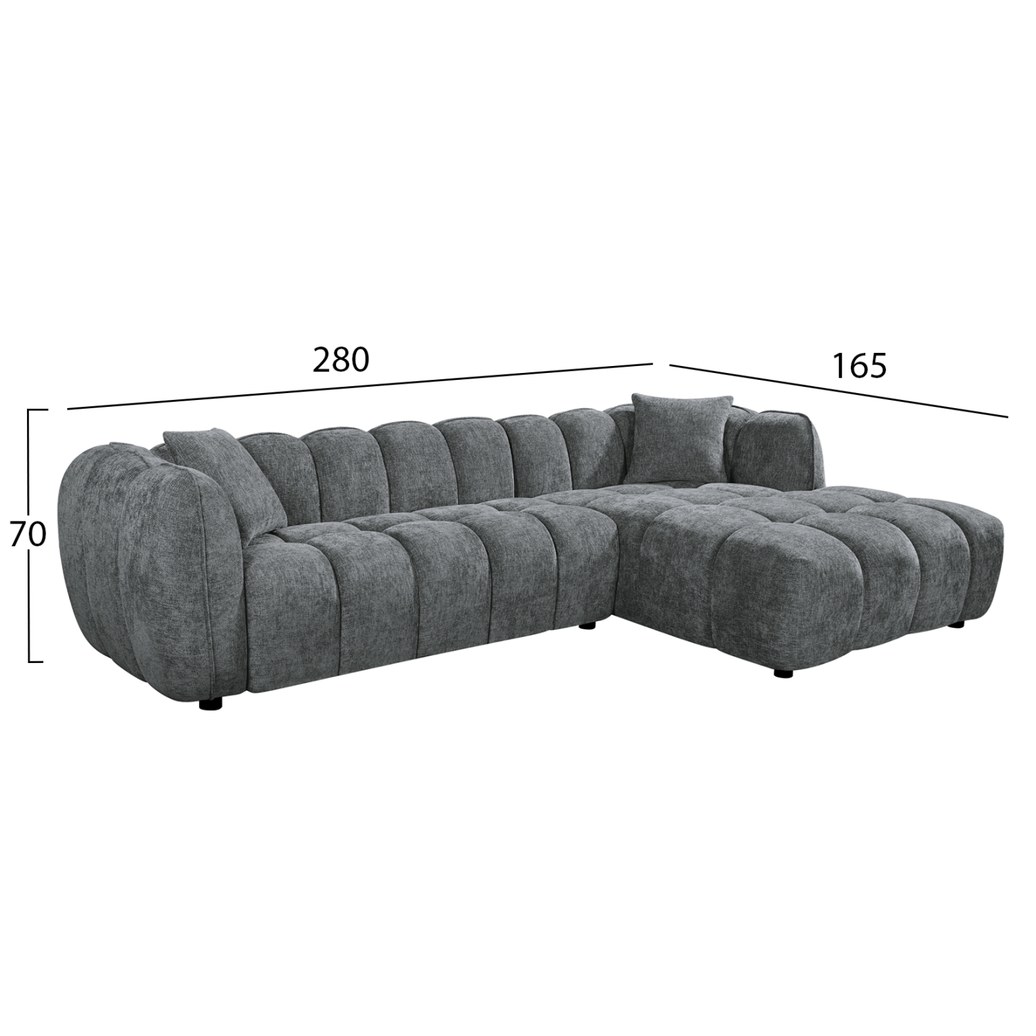 ΣΕΤ ΚΑΝΑΠΕΣ ΓΩΝΙΑ (ΔΕΞΙΑ)-ΠΟΛΥΘΡΟΝΑ LOUNGE LYKKE HM10820.01R ΓΚΡΙ ΥΦΑΣΜΑ (x1) - Image 2