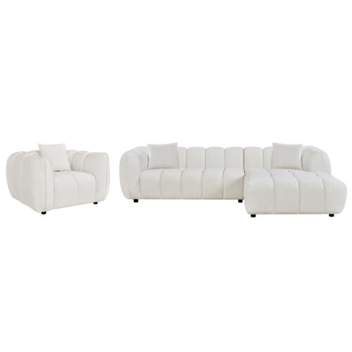 ΣΕΤ ΚΑΝΑΠΕΣ ΓΩΝΙΑ (ΔΕΞΙΑ)-ΠΟΛΥΘΡΟΝΑ LOUNGE LYKKE HM10820.02R ΕΚΡΟΥ ΥΦΑΣΜΑ (x1)