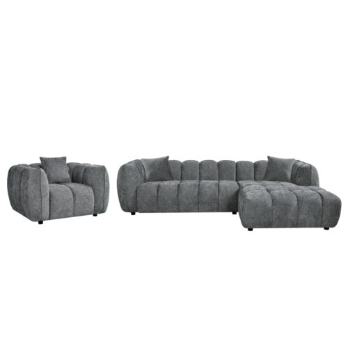 ΣΕΤ ΚΑΝΑΠΕΣ ΓΩΝΙΑ (ΔΕΞΙΑ)-ΠΟΛΥΘΡΟΝΑ LOUNGE LYKKE HM10820.01R ΓΚΡΙ ΥΦΑΣΜΑ (x1)