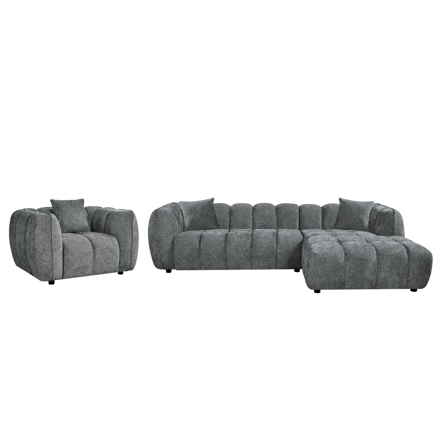 ΣΕΤ ΚΑΝΑΠΕΣ ΓΩΝΙΑ (ΔΕΞΙΑ)-ΠΟΛΥΘΡΟΝΑ LOUNGE LYKKE HM10820.01R ΓΚΡΙ ΥΦΑΣΜΑ (x1)