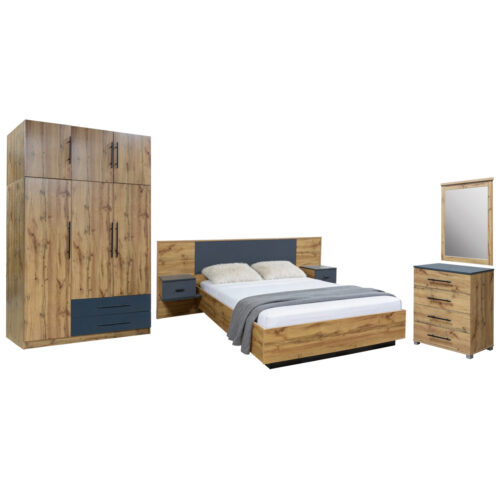 ΣΕΤ ΚΡΕΒΑΤΟΚΑΜΑΡΑΣ 5ΤΜΧ CARYS HM10888.12 ΜΕΛΑΜΙΝΗ ΣΕ ΦΥΣΙΚΟ ΞΥΛΟΥ/ΓΚΡΙ (x1)