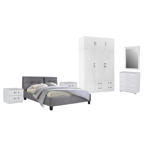 ΣΕΤ ΚΡΕΒΑΤΟΚΑΜΑΡΑΣ 6ΤΜΧ CARLY HM10884.05 ΜΕΛΑΜΙΝΗ ΛΕΥΚΗ-ΥΦΑΣΜΑ ΓΚΡΙ (x1)