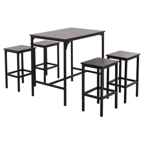 ΣΕΤ ΤΡΑΠΕΖΑΡΙΑ ΜΠΑΡ 5ΤΜΧ BOXY HM9882.13 ΜΑΥΡΟ ΜΕΤΑΛΛΟ-ΜΕΛΑΜΙΝΗ ΜΑΥΡΟ ΜΑΡΜΑΡΟ (x1)