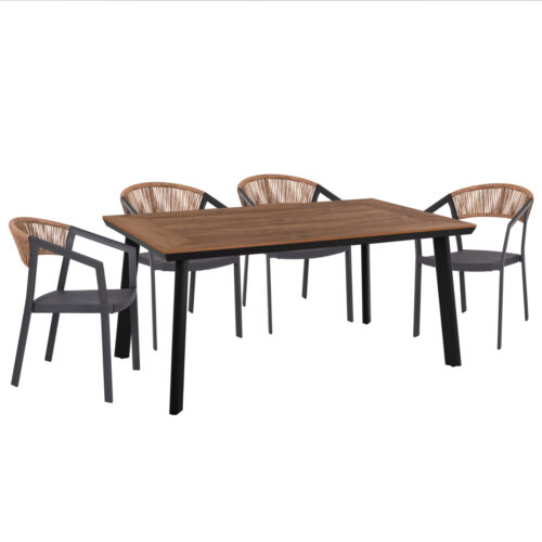 ΣΕΤ ΤΡΑΠΕΖΑΡΙΑΣ 5ΤΜΧ TABER HM10832.01 ΚΑΡΕΚΛΕΣ & ΤΡΑΠΕΖΙ ΑΛΟΥΜ.-POLYWOOD-ΓΚΡΙ (x1)