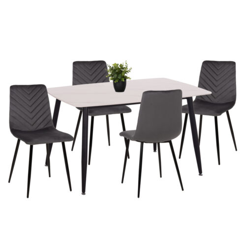 ΣΕΤ ΤΡΑΠΕΖΑΡΙΑΣ 5ΤΜΧ LATRELL HM21192 ΤΡΑΠΕΖΙ ΚΕΡΑΜΙΚΟ TOP-ΒΕΛΟΥΔΟ ΓΚΡΙ ΚΑΡΕΚΛΕΣ (x1)