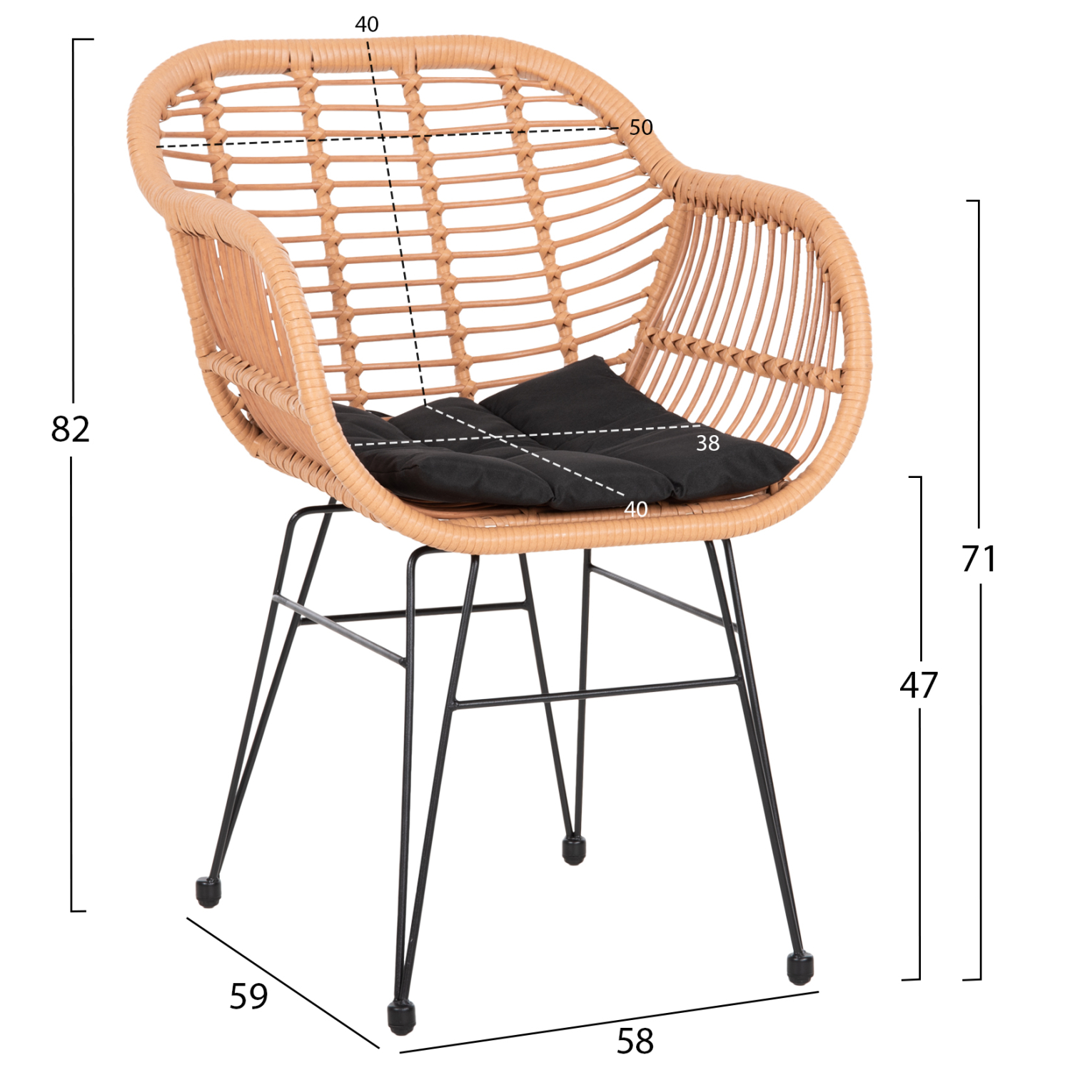 ΣΕΤ ΤΡΑΠΕΖΑΡΙΑΣ 7ΤΜΧ ALLEGRA HM10495 WICKER ΜΠΕΖ-ΜΕΤΑΛΛΟ ΜΑΥΡΟ (x1) - Image 3